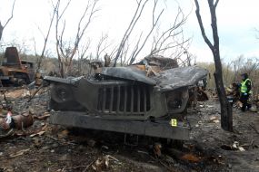 Згоріла російська вантажівка в селі Бервиця