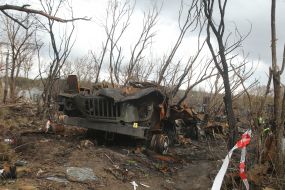 Згоріла російська вантажівка в селі Бервиця