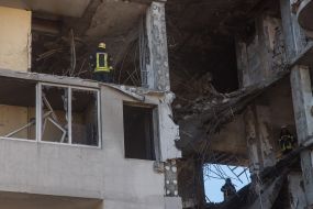 Destroyed part of the house after the rocket attack in Odessa