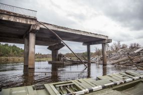The bridge over the Uzh River between the Dytyatky checkpoint and Chornobyl was destroyed