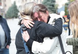 A rally demanding the rescue of Ukrainian military and civilians in Mariupol