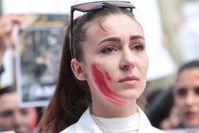 A rally demanding the rescue of Ukrainian military and civilians in Mariupol