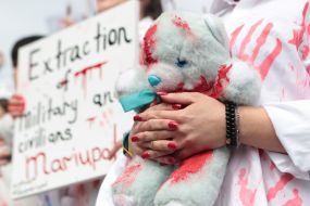 A rally demanding the rescue of Ukrainian military and civilians in Mariupol