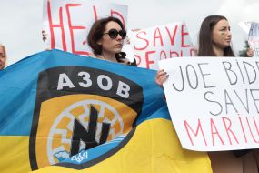 A rally demanding the rescue of Ukrainian military and civilians in Mariupol