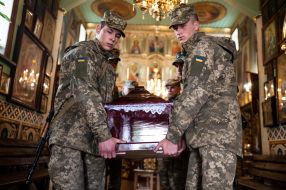 Farewell ceremony with the killed defender Oleksandr Talko