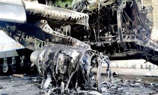 Destroyed by the Russian occupiers the world's largest aircraft AN-225 Dream in the hangar at the airport in Gostomel