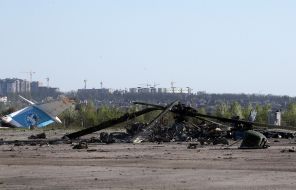 A Russian helicopter was shot down at Gostomel airfield