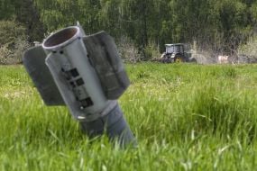 Shell on a field in the Chernihiv region