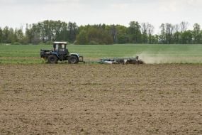 Tractor on a field in the Chernihiv region