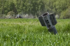 Shell on a field in the Chernihiv region