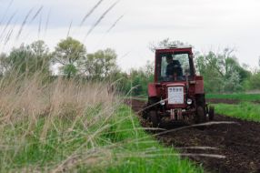 Tractor in a field in Lviv region