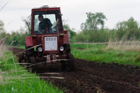 Tractor in a field in Lviv region