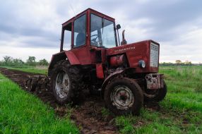 Tractor in a field in Lviv region