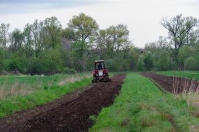 Tractor in a field in Lviv region