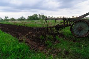 Tractor in a field in Lviv region