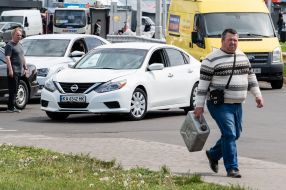 Cars at the gas station in Kiev