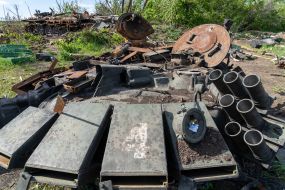 Exploded Russian tank