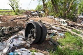 Skating rink from a blown up Russian tank