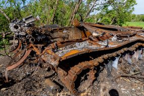 Exploded Russian tank