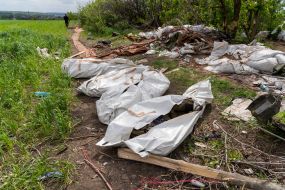 Exhumed corpses of Russian soldiers in the Kharkiv region