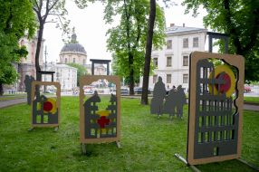 Suitcase art object in Lviv