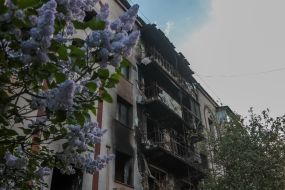 Destroyed building in Irpen