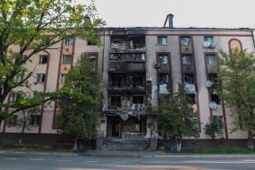 Destroyed building in Irpen