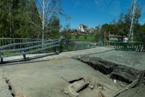 Destroyed bridge in Chernihiv