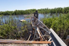 Destroyed bridge in Chernihiv