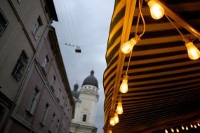 Street lighting near the cafe