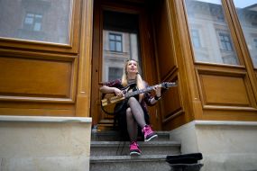 Girl playing the guitar