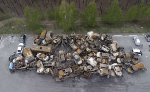 Cemetery of cars destroyed by the Russian occupiers in Irpіn