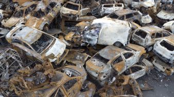 Cemetery of cars destroyed by the Russian occupiers in Irpіn