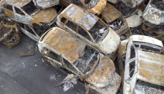 Cemetery of cars destroyed by the Russian occupiers in Irpіn