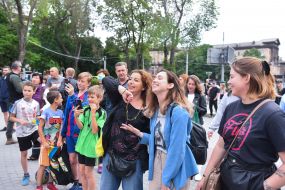 People during the launch of the "Fountain of Life"