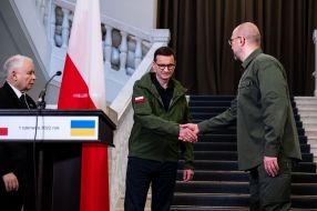 Денис Шмыгаль, Ярослав Качиньский и Матеуш Моравецкий