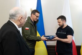 Матеуш Моравецкий, Ярослав Качиньский и Владимир Зеленский