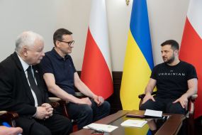 Матеуш Моравецкий, Ярослав Качиньский и Владимир Зеленский