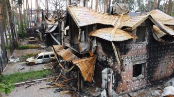 Destruction as a result of hostilities in Irpen  (Kyiv region)