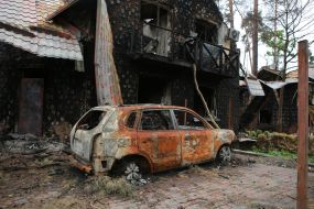 Destruction as a result of hostilities in Irpen  (Kyiv region)
