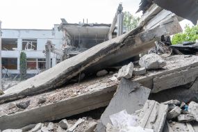 School destroyed after shelling in Kharkov