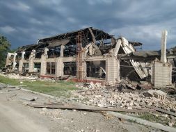 The building of the Darnytsia Car Repair Plant in Kyiv was damaged as a result of a missile strike by the Russian occupiers