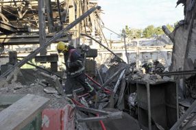 Repair crews eliminate the consequences of missile strikes on Darnytsia Car Repair Plant