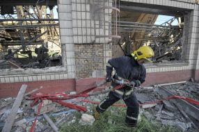 Repair crews eliminate the consequences of missile strikes on Darnytsia Car Repair Plant