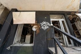 Destroyed cafe in Kharkiv