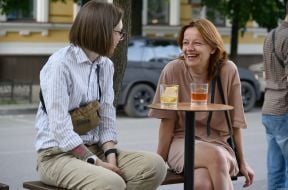Youth on the summer playground of the cafe