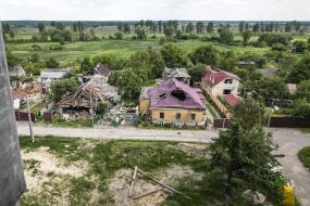 Destruction as a result of hostilities in Borodyanka (Kyiv region)