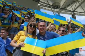 Fans with flags of Ukraine
