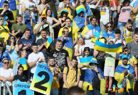Fans with flags of Ukraine