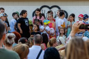 Children play on stage